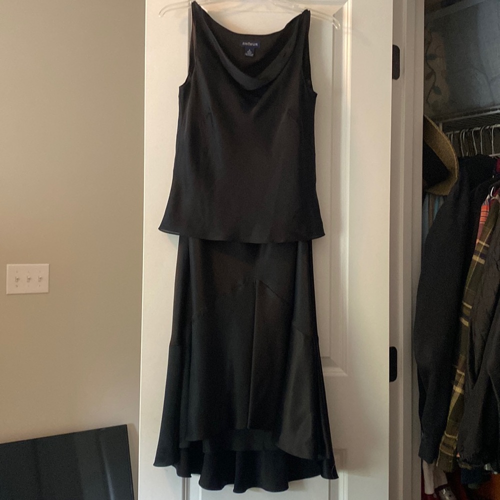 Black slip dress with overlay